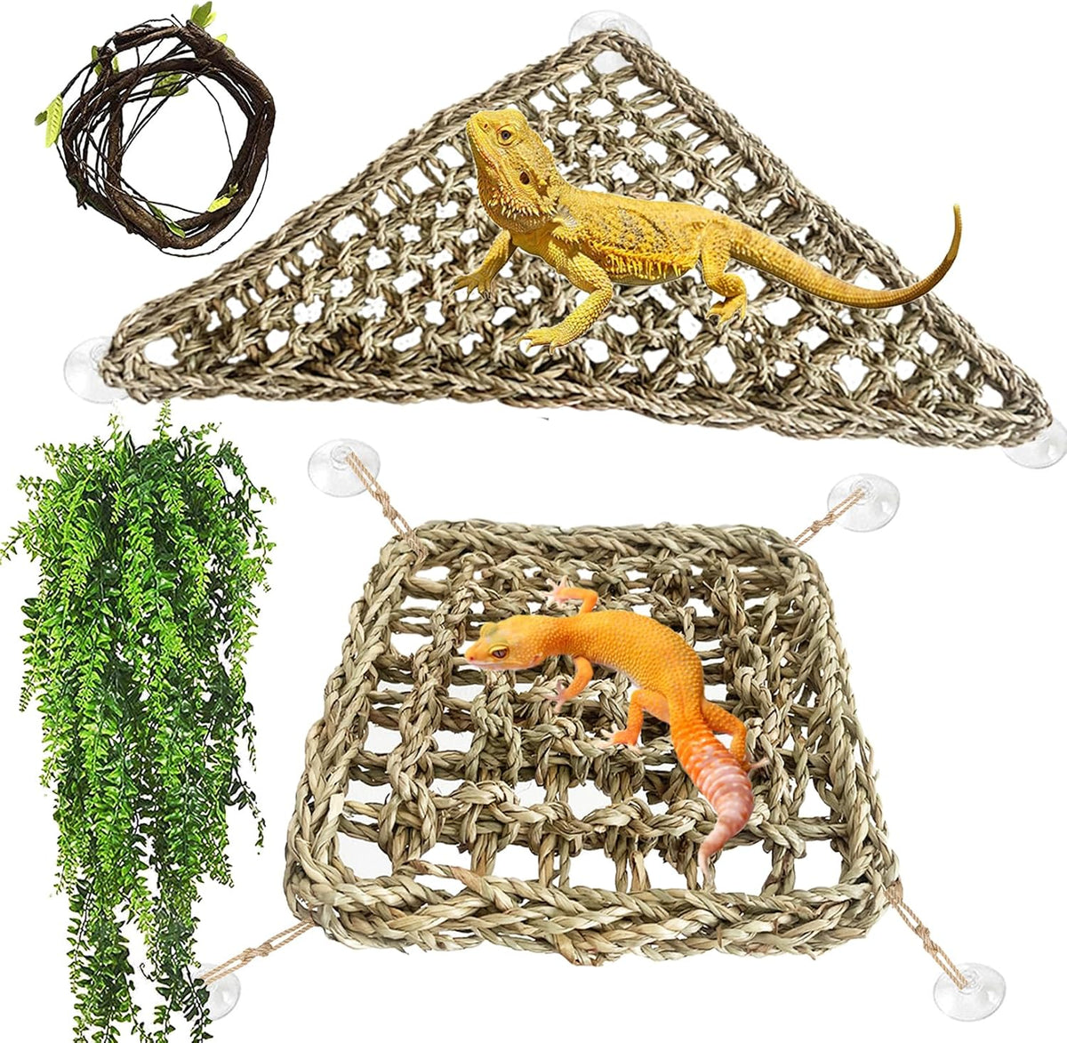 Reptile Hammock, Large Lizard Lounger - 【▲+▇+Green】