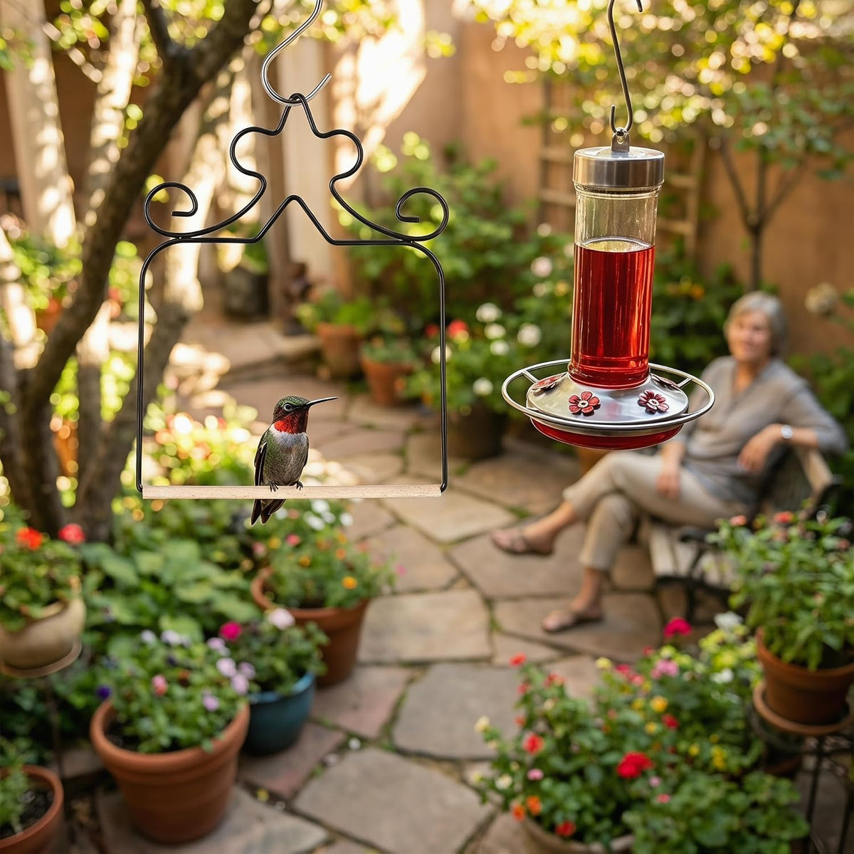 4-Pack Metal Hummingbird Swings Black – Essentials for Birds - Black - image 2