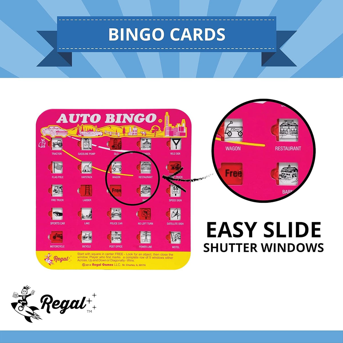 Regal Games Finger-Tip Shutter Bingo Cards with Sliding Windows - Pink - image 3
