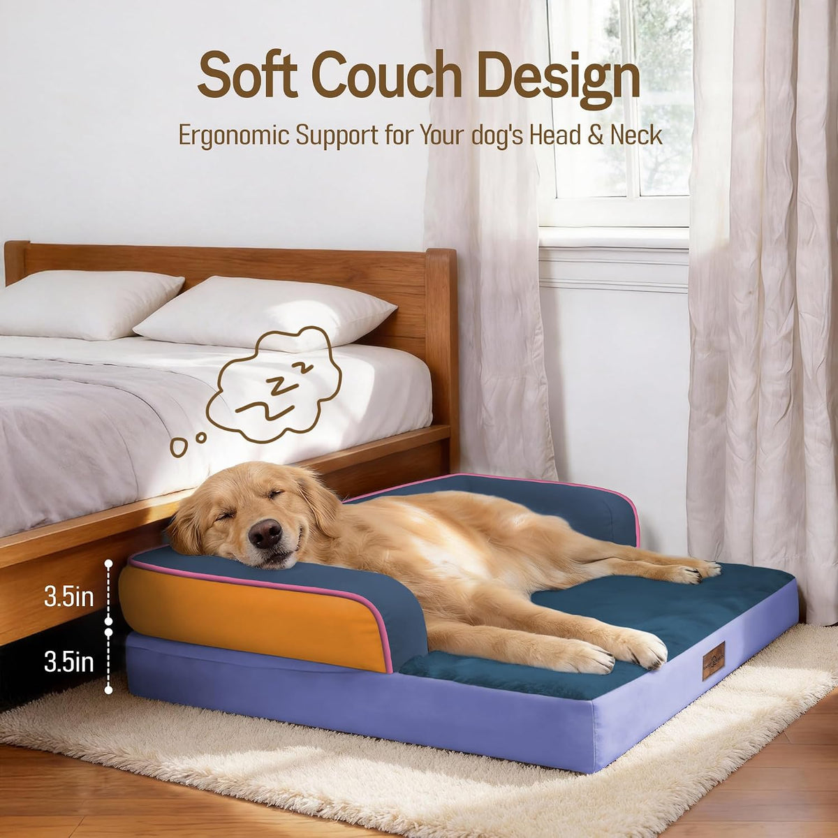 Comfort Expression Orthopedic XL Dog Bed for Large and Extra Large - Tangerine Twilight / 36"L x 27"W x 7.5"Th - image 3
