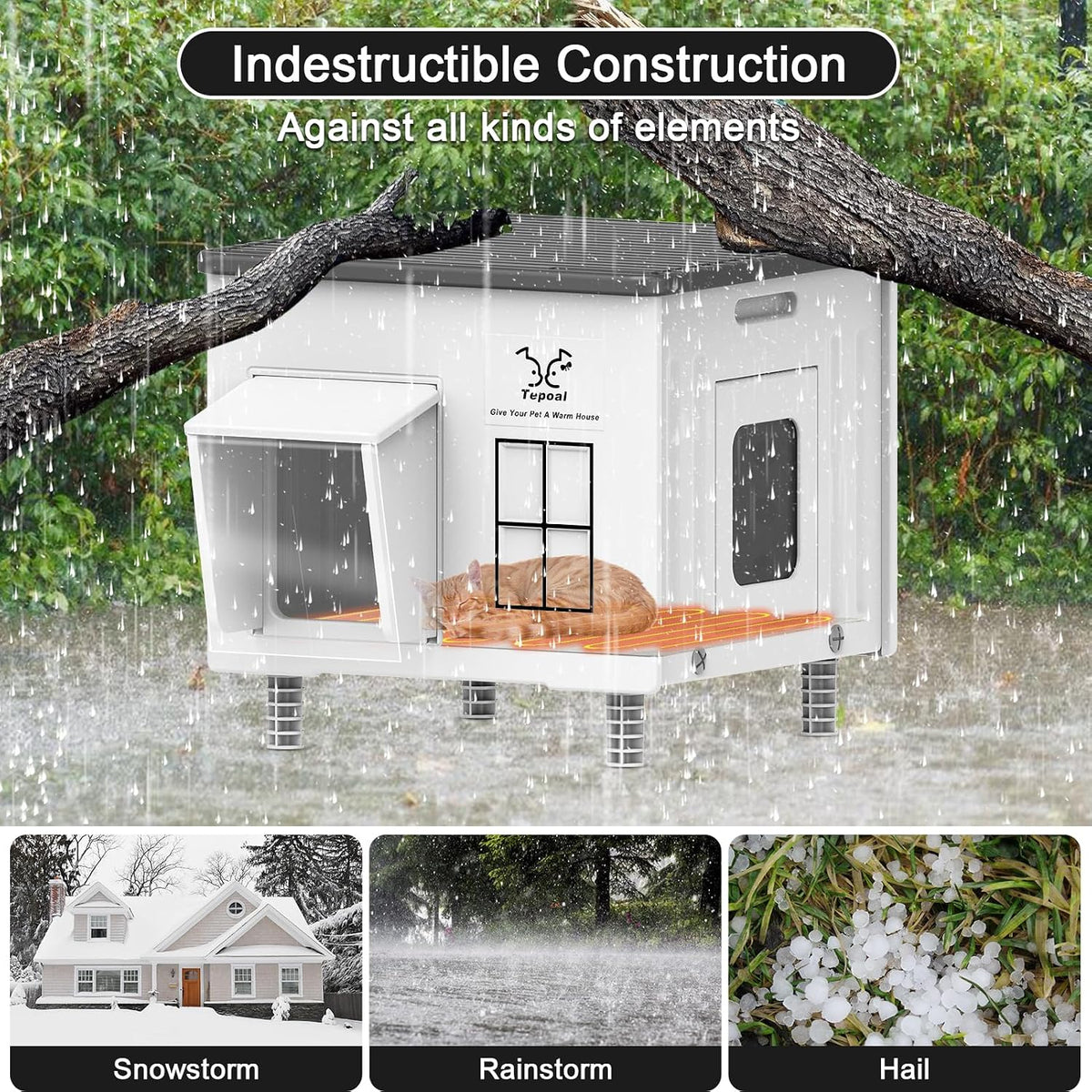 Heated Cat House for Outside - 17.7"x17"x17.5" - image 4