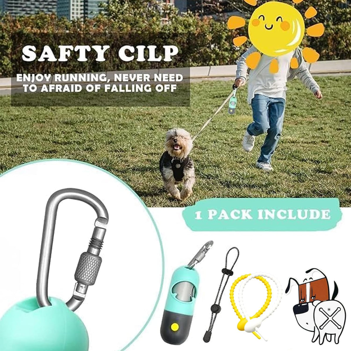 Dog Poop Bag Holder Dispenser with LED Flashlight – Essentials for Dogs - Green - image 4