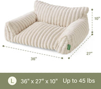 Cute Couch Bed for Pets, Supportive Cat Sofa for Indoor Cats - 36.0"L x 27.0"W x 10.0"Th / Cream - image 3