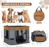 Portable Cat Playpen with Litter Box, Cat Enclosure for Camping - Brown / Double - image 4