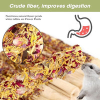 Abizoo Natural Rabbit Chew Toys,10 Sticks Sweet Bamboo Sticks for Rabbits with Petals,Bunny Chew Toys for Guinea Pig,Chinchilla,Hamster Treats Pet Wood Chews Snack Healthy Small Animals Toys for Teeth