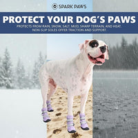 Spark Paws Dog Shoes, Waterproof Dog Boots for Medium to Large Dogs, Non Slip, Breathable Dog Booties and Paw Protectors - 4PCS Doggie Hiking Boots with Reflective Straps - Lilac, Size 6