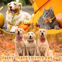 Talltalk 360 Pcs Halloween Dog Bow Ties Collars Set Adjustable Thanksgiving Christmas Fall Xmas Dogs Neckties Grooming Accessories for Small Medium Large Pet Cat Decoration(Thanksgiving)