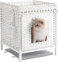 Cat Litter Box Enclosure Hidden Litter Box Furniture - Medium / White