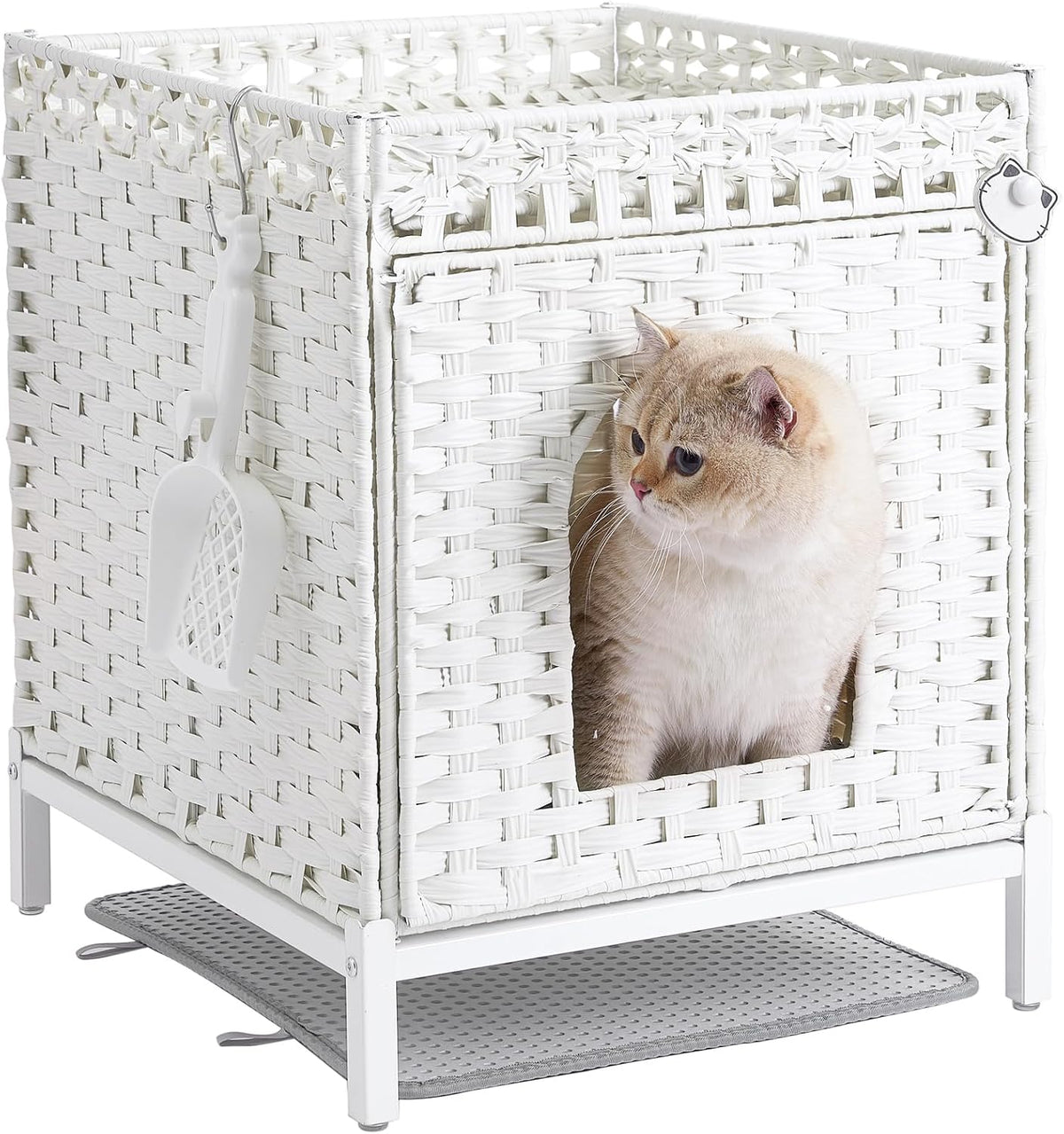 Cat Litter Box Enclosure Hidden Litter Box Furniture - Medium / White