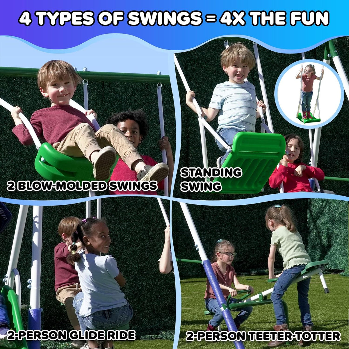 Sportspower Park Ridge metal swing set with slide, glider, teeter totter and swings - view 4
