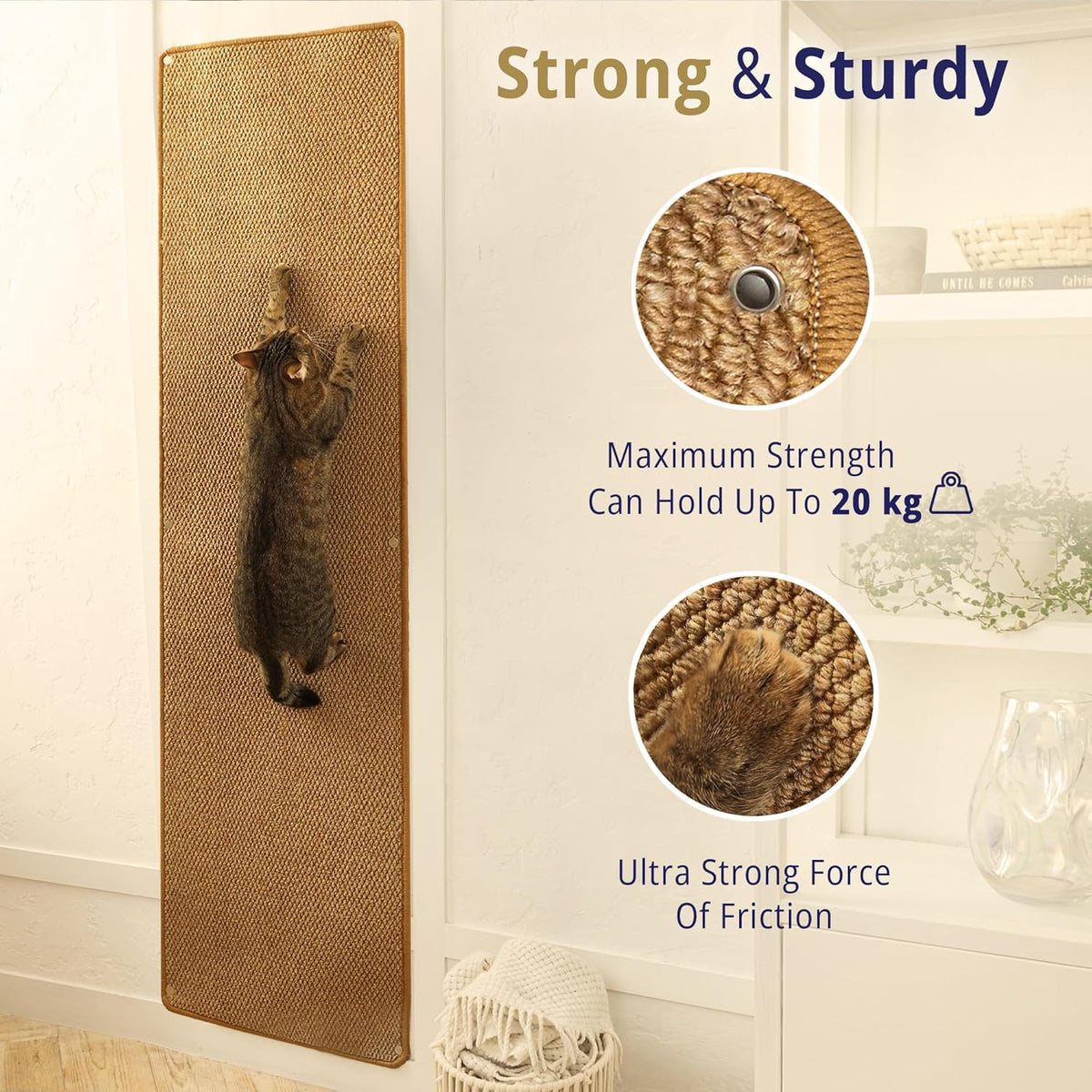Cat Wall Climbing Carpet - Cat Wall Scratcher 67" x 17" with Fixed Nails – Essentials for Cats - image 4
