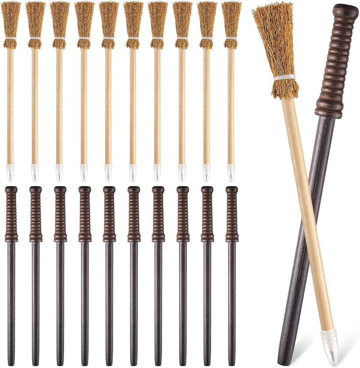 Chinco 20 Pcs Wizard Wand Witch Broom Pencils