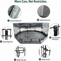 Puppy Playpen with Bottom Pad and Door, 8 Panels 24" H - Gray / X-Small Pen: 24-Inch High / Playpen+Bottom+Top Cover - image 2