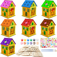 Fennoral 7 pack wooden 3D pumpkin house craft kit for kids Halloween decorating - view 3