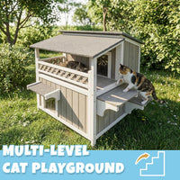 Outdoor & Indoor Wooden Cat House - 2-Story Condo – 30"W - image 4