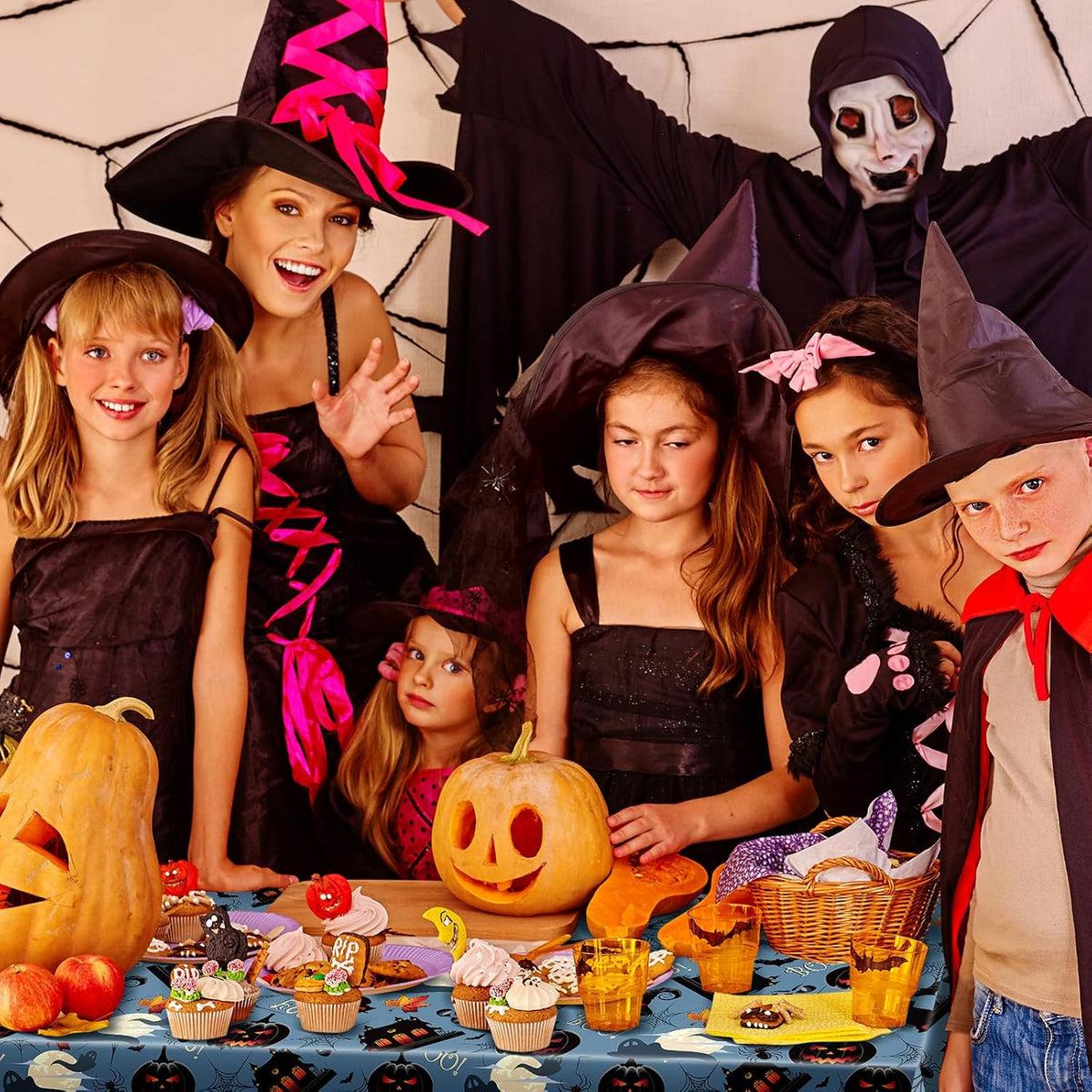 Newwiee 3 pack Halloween plastic tablecloths with candy corn print, 108 x 54 inches - view 40