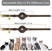 OOPSDOGGY Leather AirTag Cat Collar with Bell - Dark Brown - image 4