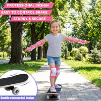 Honoson kids skateboard set with dinosaur print maple deck and black knee pads, elbow pads and wrist - view 34