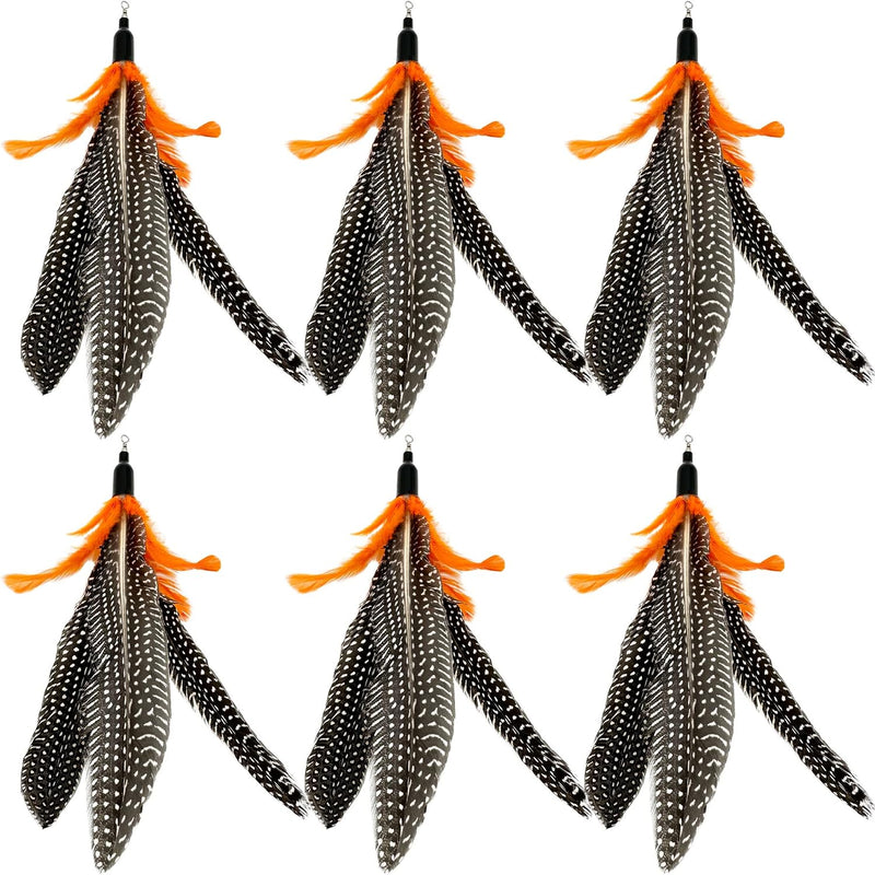 Cat Feather Toys Refill, 16 Pieces Cat Wand Replacement Feathers Toy for Indoor Cats – Essentials for Cats - 6 PCS Cat Toy Feather Refills