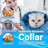 Cat Recovery Collar, Soft Adjustable Cone for Cats and Kittens, Lightweight Waterproof Elizabethan Collar for After-Surgery Care, Prevent Licking and Scratching, Neck Protector for Pets（Lake Blue,M）