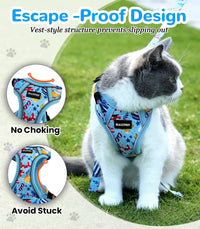 Cat Harness and Leash Set, Escape Proof Kitten Harness, Black - H604 Pro Azure Blue / Small (7-12lb) - image 2