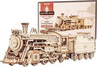 ROKR MC501 3D wooden puzzle mechanical steam express train model kit in 1:80 scale