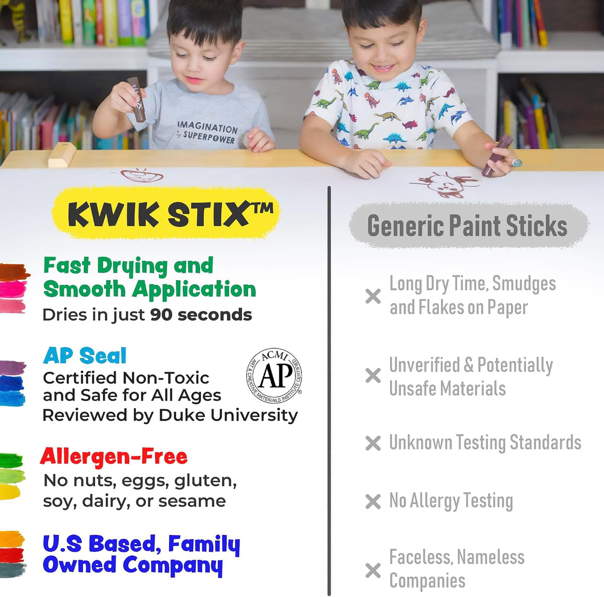 Kwik Stix solid tempera paint sticks, 12 pack in light blue, twist-up washable paint - view 8