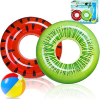 FindUWill Pool Floats Kids, Pool Swim Tubes Rings - 05 Watermelon Red, Kiwi Green