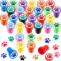 Hxezoc dog paw print stamps, 24 mini self-inking stampers in 8 bright colors - view 4