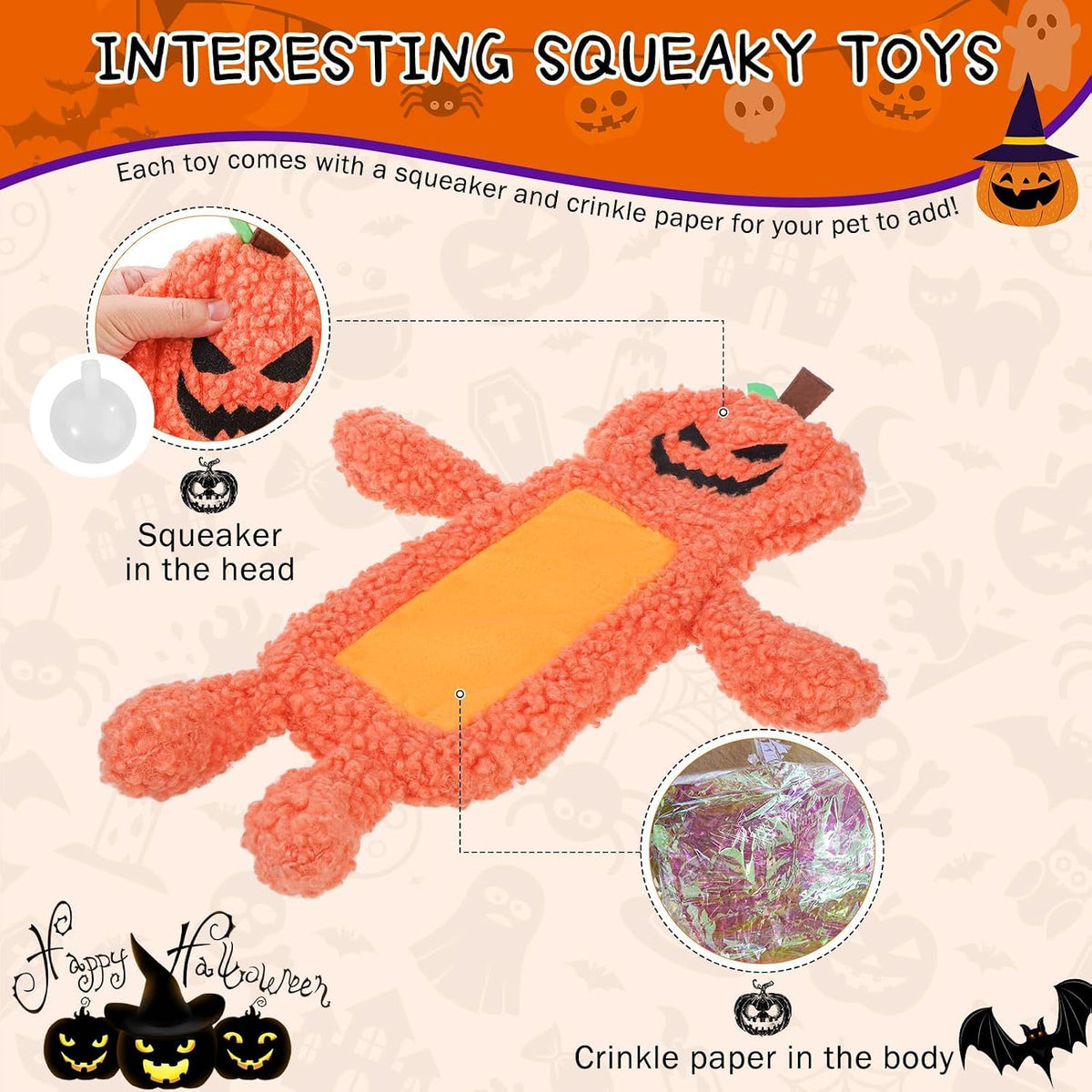 Christmas Dog Toys, Durable Crutch Bone Rope Toys 4 Pack - Skeleton & Pumpkin & Bat - image 2
