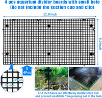 Adjustable Platic Grip Panel Aquarium Fish Tank Divider Filter Bottom - 4pcs 11.8X5.9 Inch with 0.15 Inch hole / Black - image 2