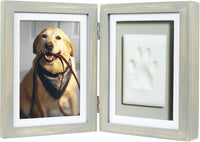 Pearhead Pet Paw Print Frame with Clay Impression Kit - Distressed Wood Pawprint Desk Frame