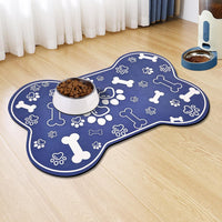 Dog Cat Food Mat, Rapid Absorbent Pet Feeding Mat - 29"L x 17"W / Bone Shaped Blue2