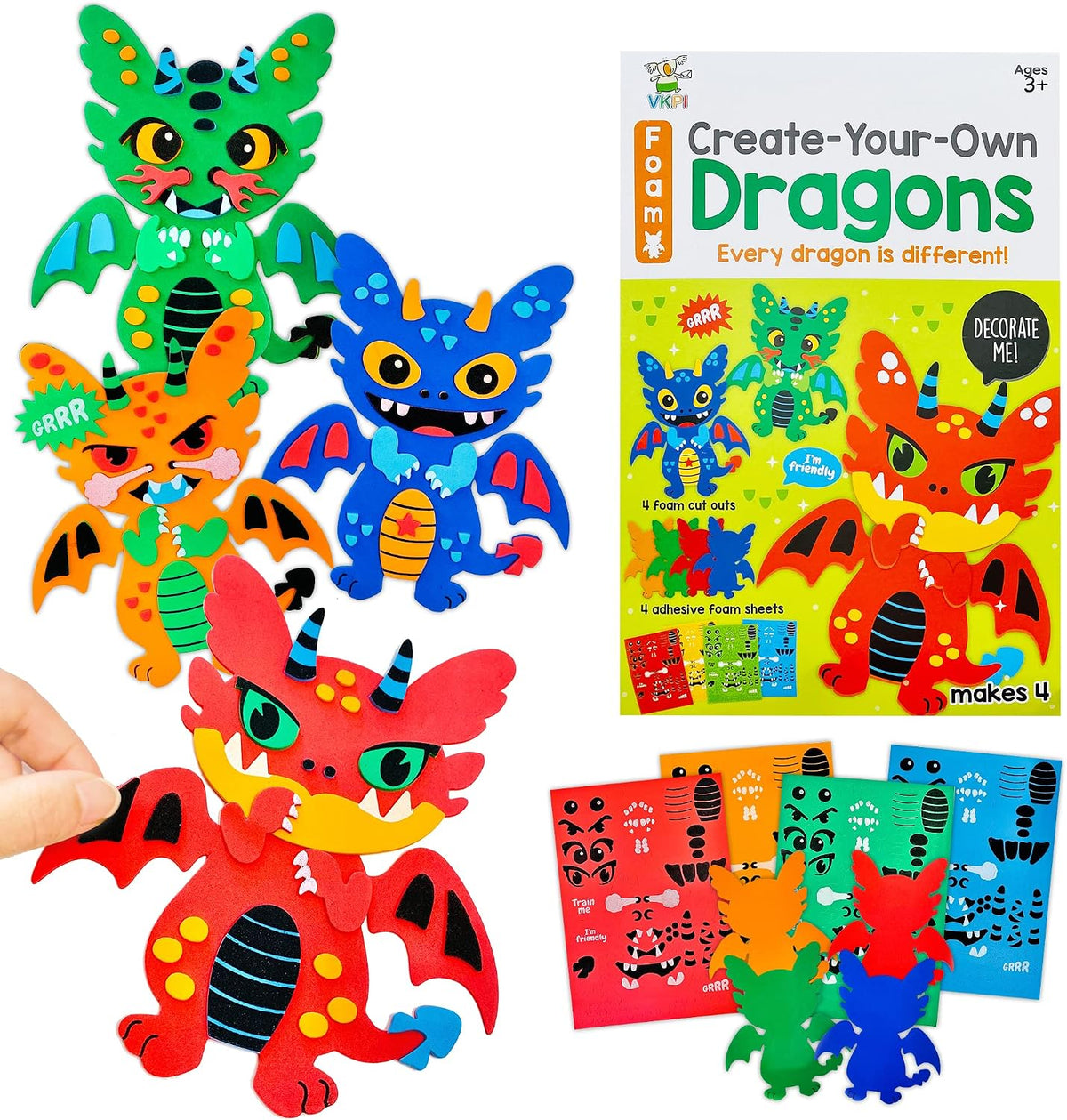 VKPI 4 Butterflies Foam Art Crafts Gift Kit - Dragons