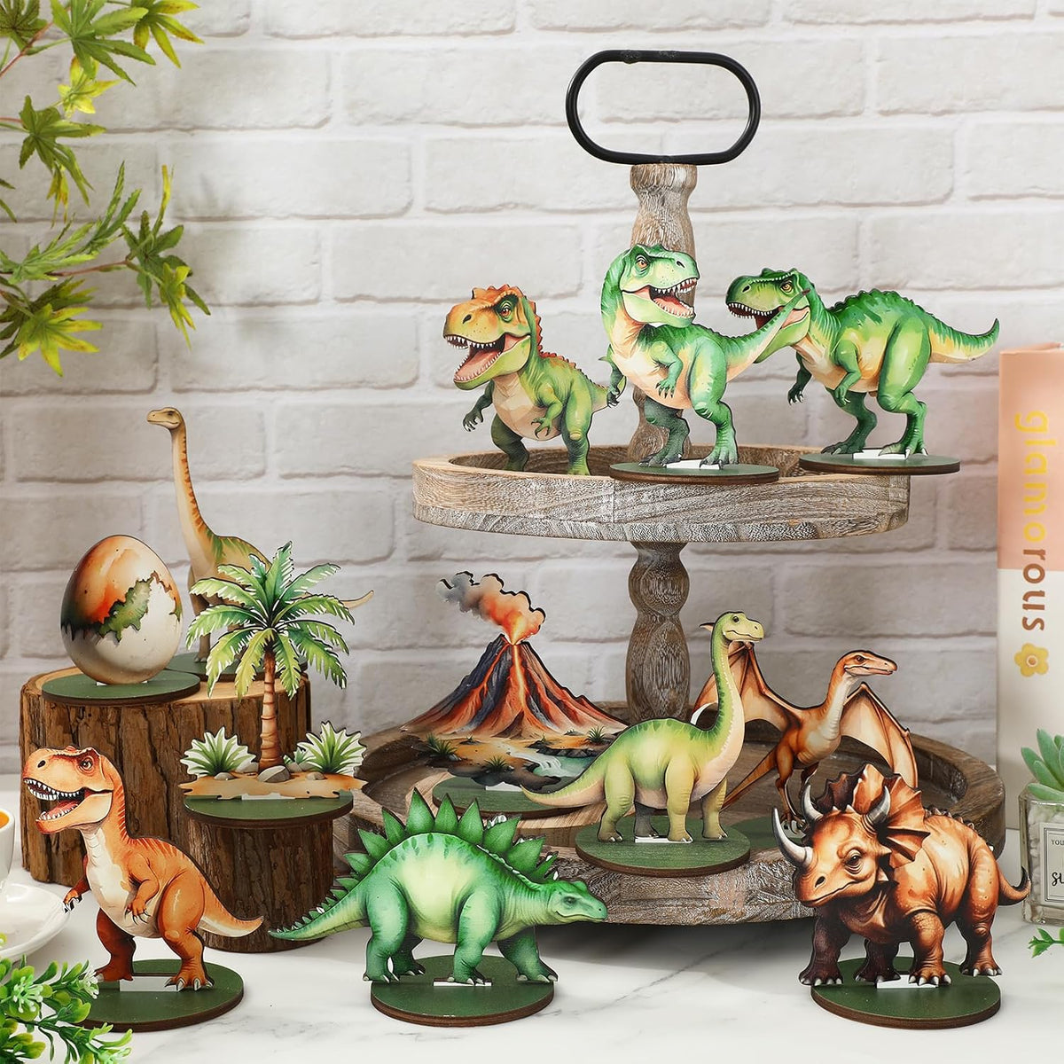 FYSUIMU woodland animal table centerpieces, 12 painted wooden signs standing in matching bases - view 17