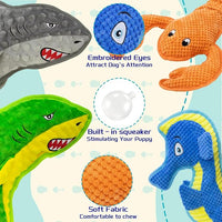 Dog Toy Squeak No Stuffing Toys, 4-Pack Toys for Small Medium Large Breed, Puppy Teething Interactive Toy to Keep Them Busy, Best Christmas Birthday Gift