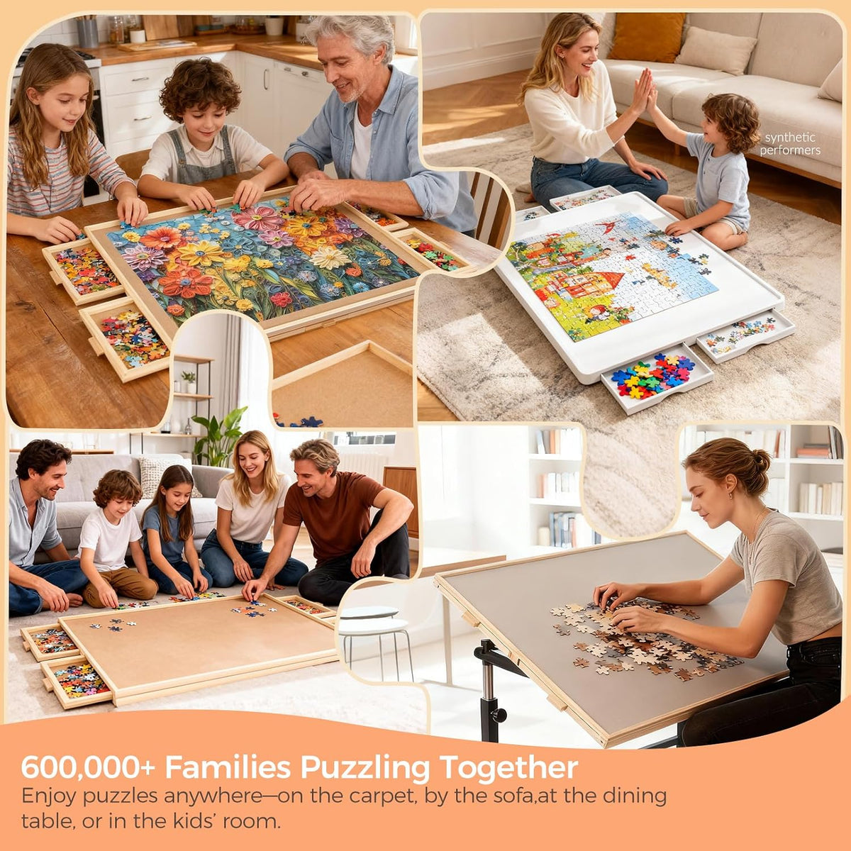 ALL4JIG 1500 Piece Rotating Puzzle Board with 4 Drawer - Natural Wood-6 Drawers / Large-2000pcs - image 4