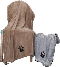 Dogvingpk Dog Towels for Drying Dogs 2 Pack - Grey and Brown / XL-55" * 36"