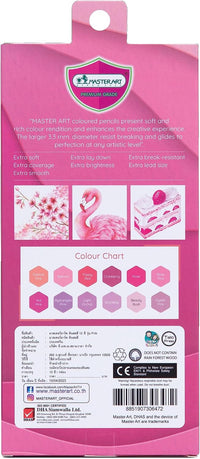 MASTERART colored pencils pink set of 12 pre-sharpened hexagon pencils in pink tones - view 2