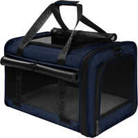 Cat Carrier for Travel, Soft-Sided, Top Loading, Privacy Curtain - Navy / 18.0"L x 11.0"W x 11.0"H
