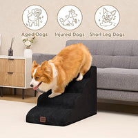 EHEYCIGA Curved Dog Stairs Ramp for High Beds 19.7" H, 4-Step Dog Steps for Small Dogs and Cats, Pet Stairs for High Bed Climbing, Non-Slip Balanced Pet Step Indoor, Black