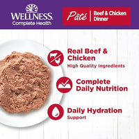Wellness Complete Health Pate Adult Wet Cat Food, Natural, Protein-Rich, Grain Free, 5.5 Ounce, 24 Pack, (Beef & Chicken)