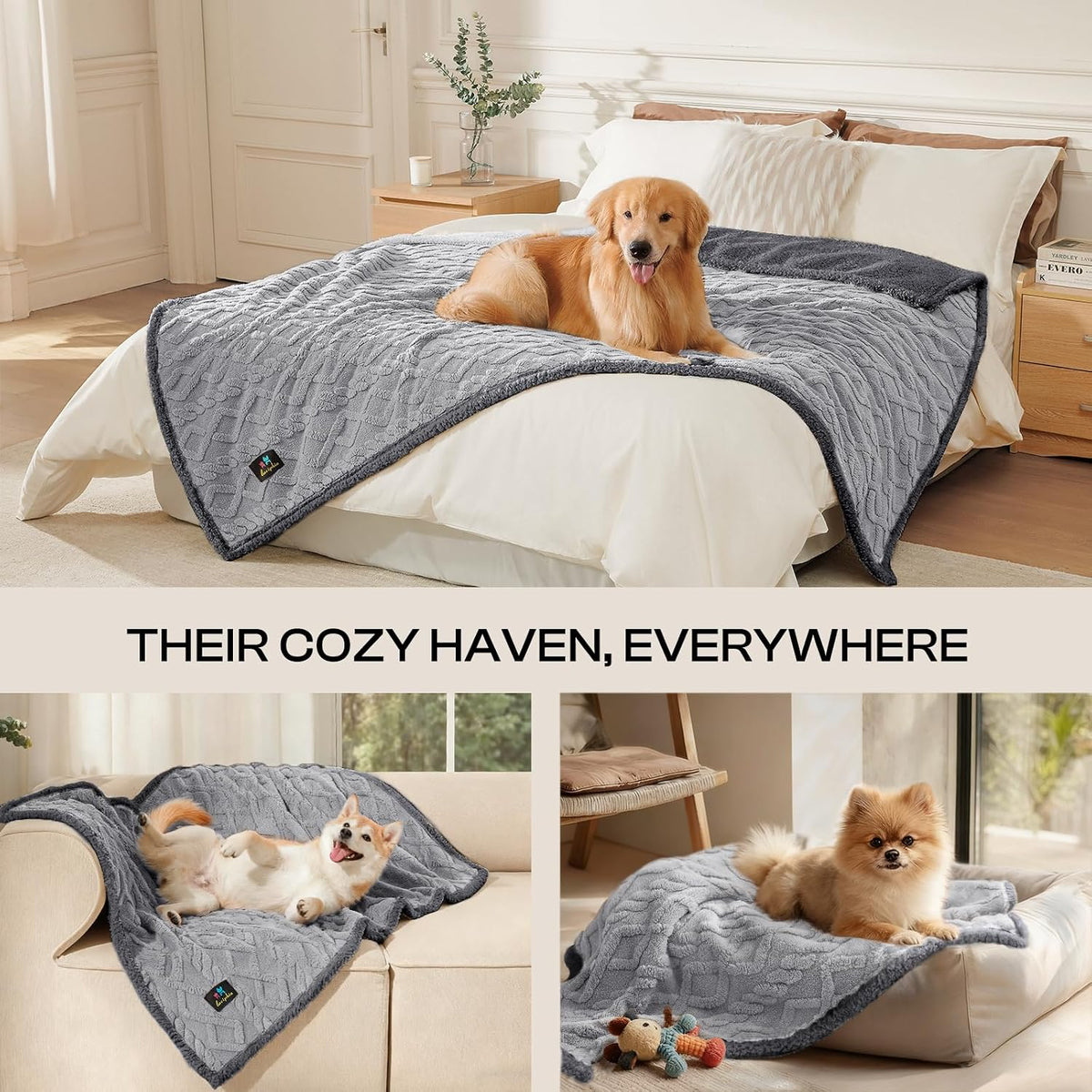 Luciphia Waterproof Dog Blanket - Light Grey / M (57" x40") - image 4