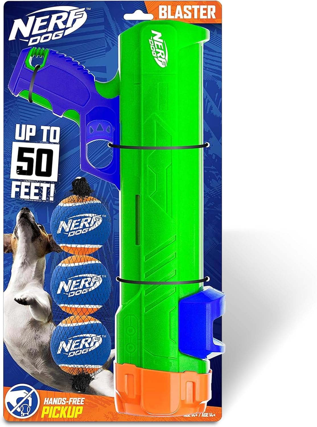 Nerf Dog Tennis Ball Blaster Dog Toy – Essentials for Dogs - 16 in Compact Blaster with 3 Balls / Dog