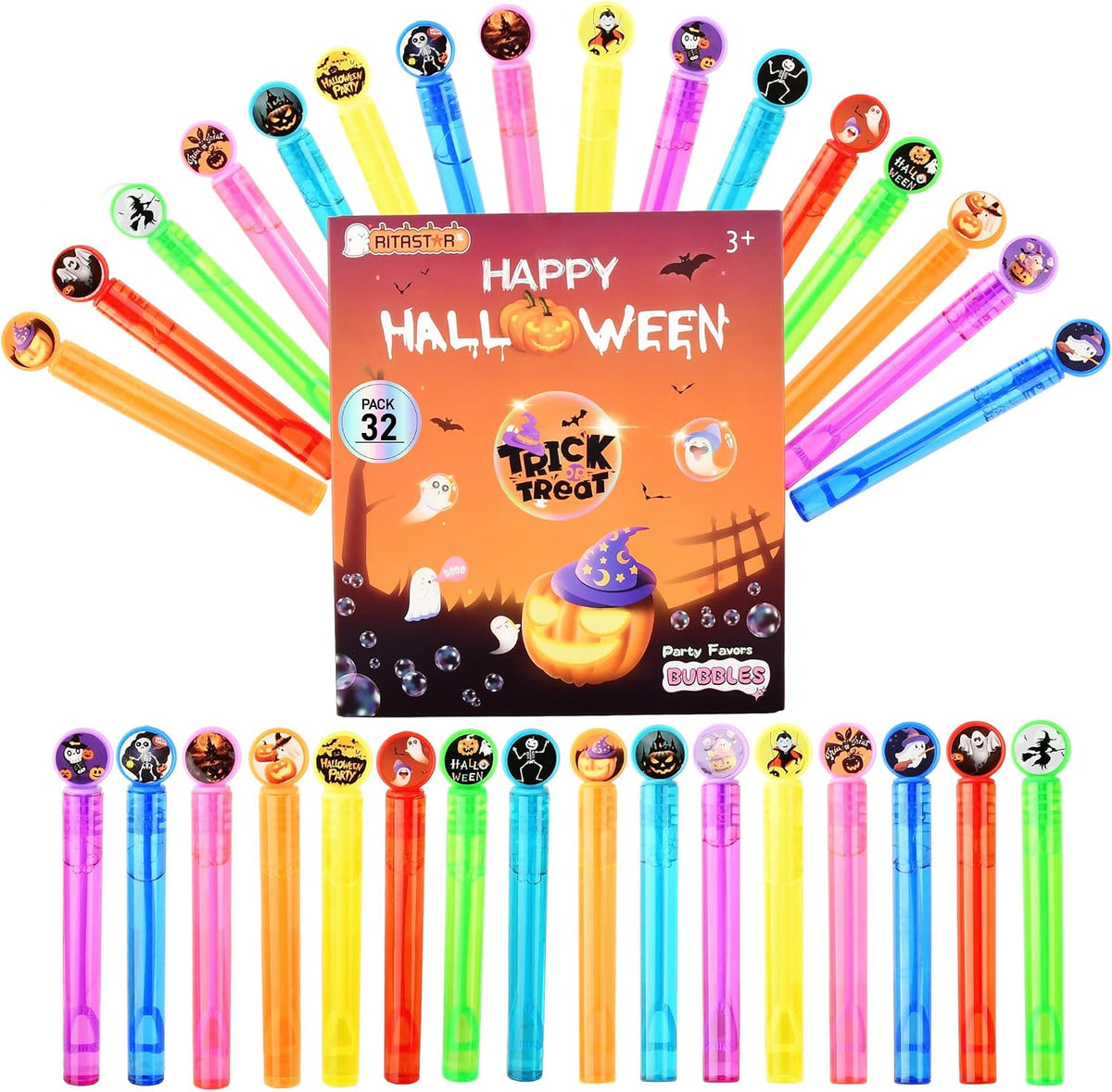 ritastar 32 mini bubble wands with Halloween designs in a gift box - view 3