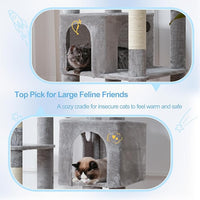 Hey-brother Tall Cat Tree Tower, Heavy Duty Scratching Posts with Large Platforms, Cozy Condos, Big Hammock, Toy Balls, Multi-Level Furniture for Indoor Adult Cats, 80.7 Inches, Light Gray MPJ039W