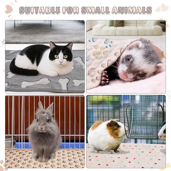 6 Pack Guinea Pig Cage Liner, Washable Guinea Pig Fleece Blankets Beding Accessories, Flannel Throw Warm Sleep Mat, Pet Pee Pads for Small Animal Hamster Rabbit Puppy Cat (30x20 Inch)