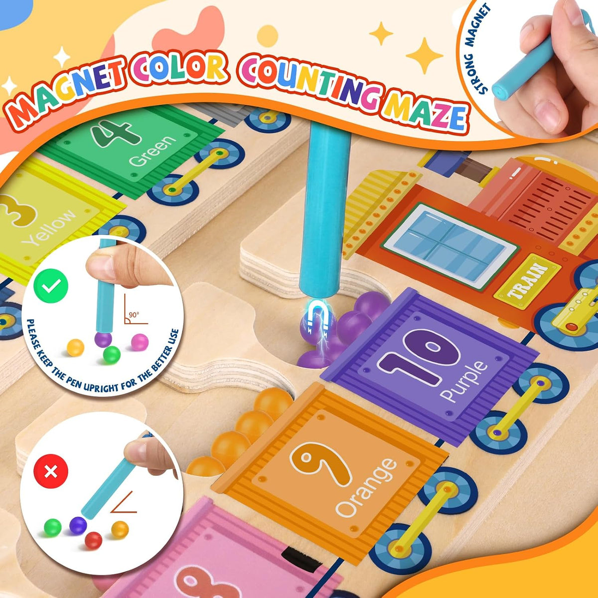Ice Cream Magnetic Color and Number Maze - Magnet Toys - Train - image 2