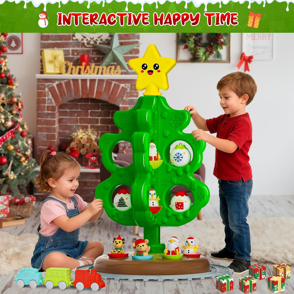 Handwell my first Christmas tree for toddlers with roly poly toys, trains and tracks - view 12