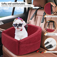 Dog Car Seat for Small Medium Dogs,Detachable Washable Dog Booster Seat Under 30lbs, Pet Car Seats Travel Bed with Storage Pockets and Safety Belt(Red)